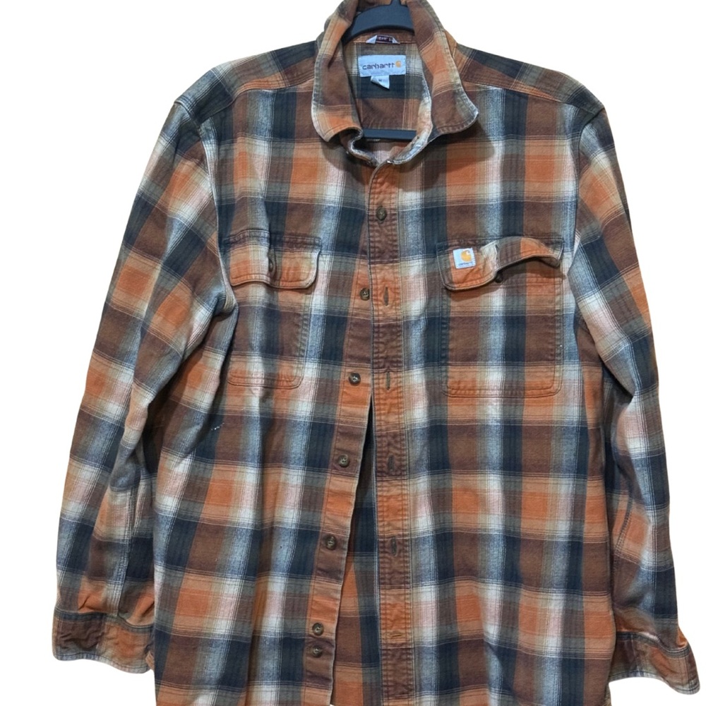 Carhartt Orange Flannel Shirt Men’s M Cotton Workwear